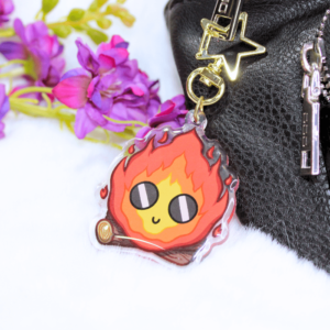 Llavero acrílico con ilustración de Calcifer.