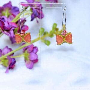 Pendientes de aro de acero inoxidable de Sandiposas (fusión entre mariposas y sandías), de nuestra colección original Kawaii Fruit x Animals.