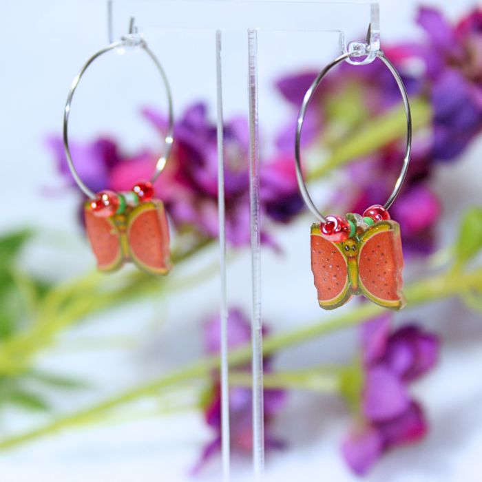 Pendientes de aro de Sandiposas (Kawaii Fruit x Animals) - Imagen 2