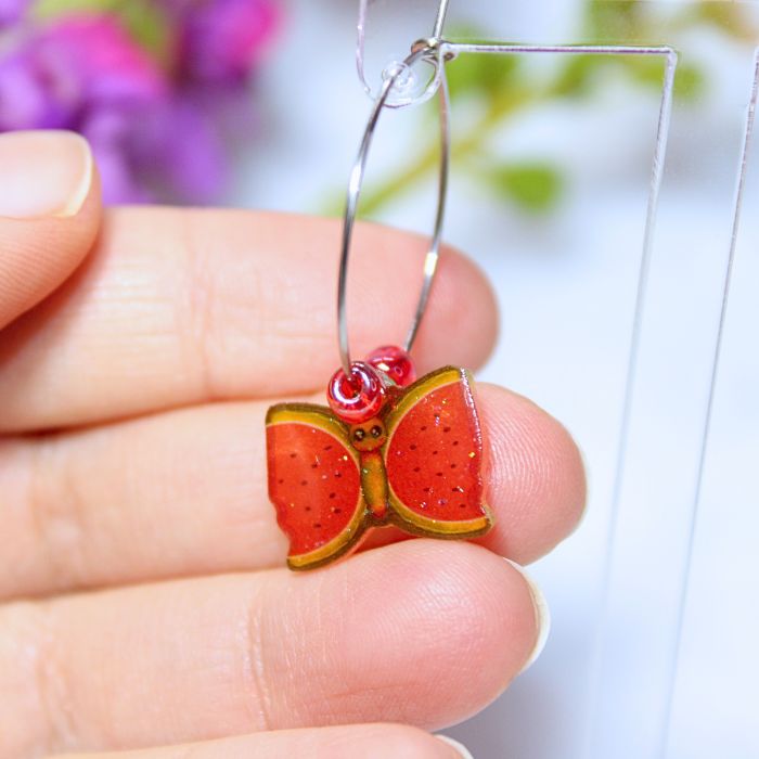 Pendientes de aro de Sandiposas (Kawaii Fruit x Animals) - Imagen 3