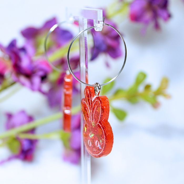 Pendientes de aro de resina: Cerenejito (Kawaii Fruit x Animals) - Imagen 3
