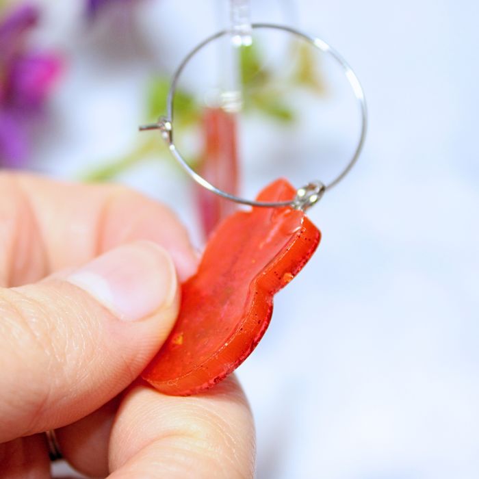 Pendientes de aro de resina: Cerenejito (Kawaii Fruit x Animals) - Imagen 5