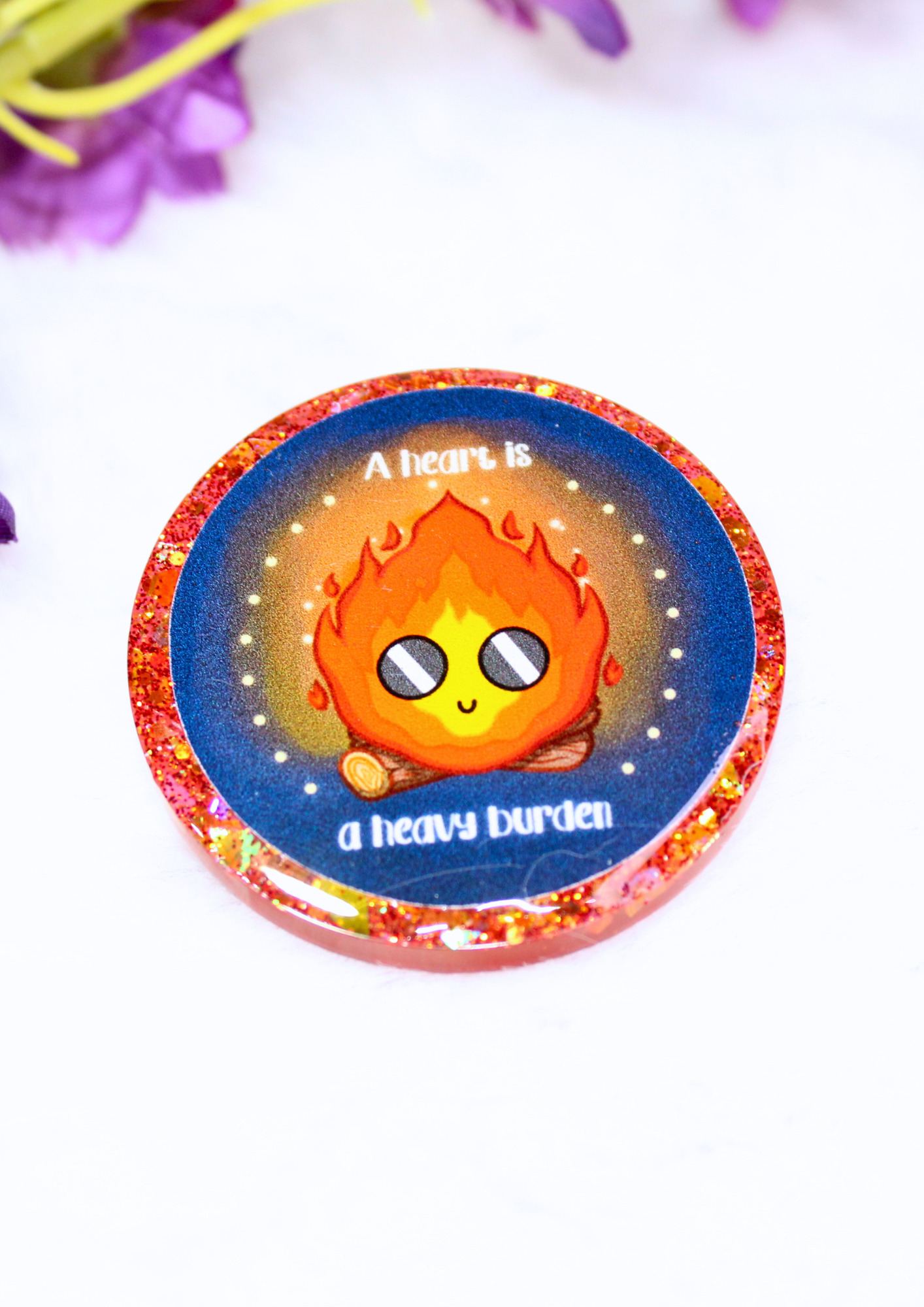 Pop socket de resina inspirado en Calcifer (El Castillo Ambulante) - Imagen 2