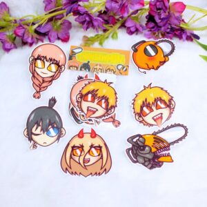 Pack de pegatinas de vinilo inspiradas en el anime Chainsaw Man.