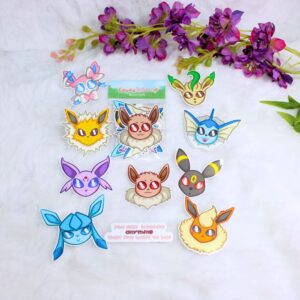 Pack de pegatinas de vinilo inspiradas en las evoluciones de Eevee, de Pokémon.