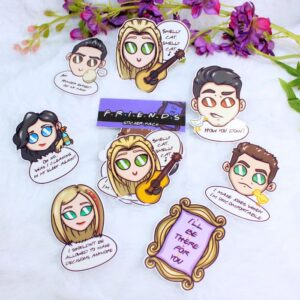 Pack de pegatinas de vinilo inspiradas en los personajes de la serie de comedia Friends.