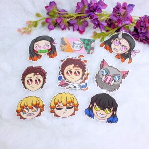 Pack de pegatinas de vinilo inspiradas en el anime Kimetsu no Yaiba.