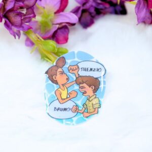Pin inspirado en la película Luca, de Disney, en la escena que Luca y Alberto gritan "Silenzio Bruno!".