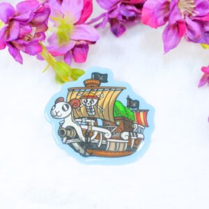 Pin hecho a mano con plástico mágico inspirado en el Going Merry de One Piece.