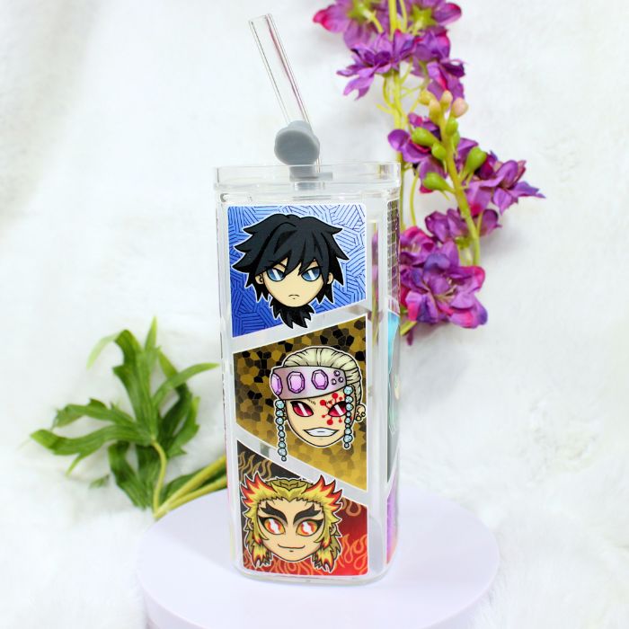Vaso de cristal con tapa inspirado en Demon Slayer - Imagen 3