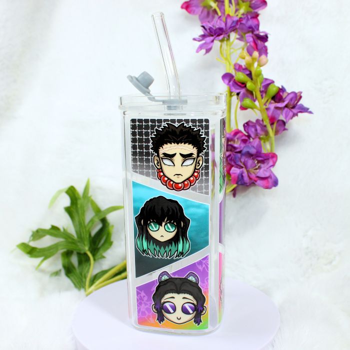 Vaso de cristal con tapa inspirado en Demon Slayer - Imagen 4