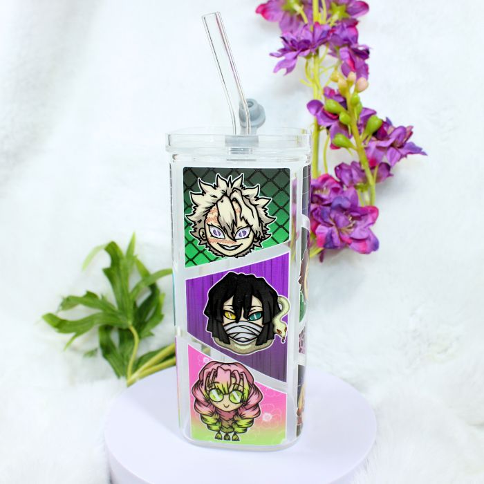 Vaso de cristal con tapa inspirado en Demon Slayer - Imagen 2