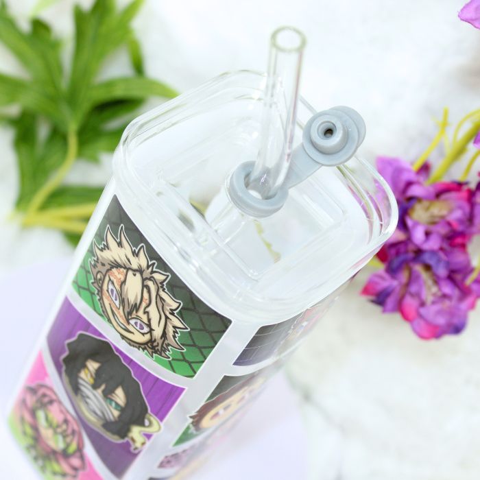 Vaso de cristal con tapa inspirado en Demon Slayer - Imagen 5