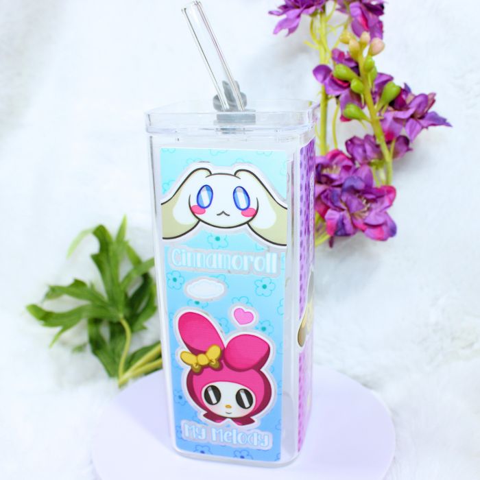 Vaso de cristal con tapa inspirado en Sanrio - Imagen 2