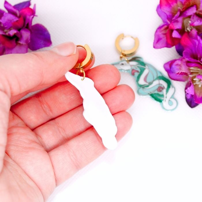Pendientes de aro inspirados en el dragón Haku (El Viaje de Chihiro) - Imagen 4
